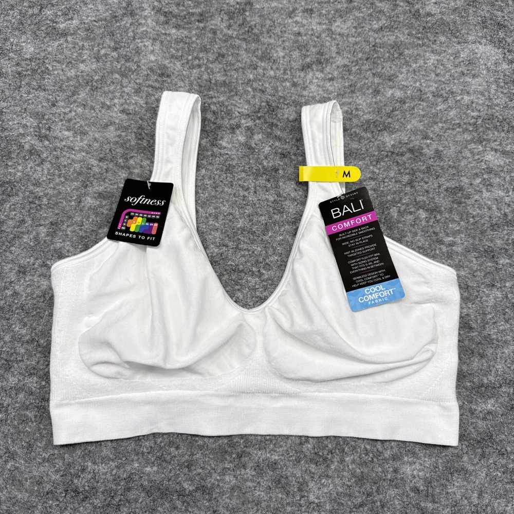 Bali Comfort Revolution wire free bra women's medium white ComfortFlex DF3484